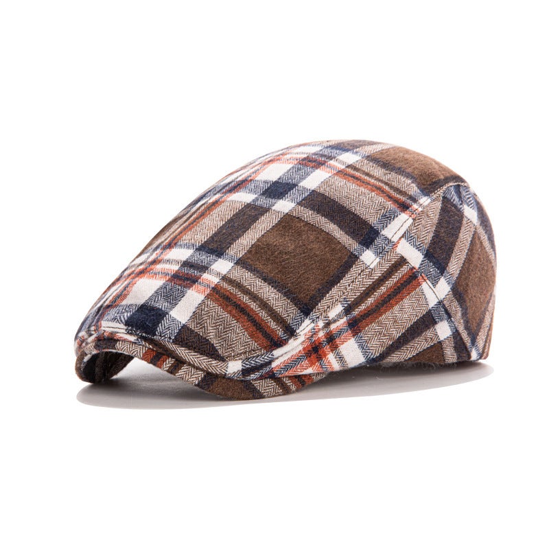 Plaid Newsboy Cap Adjustable Unisex Hat Cotton - Image 1