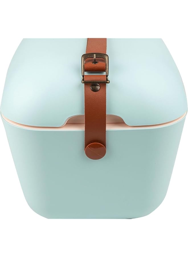 Polarbox Classic Cooler Box with Leather Strap Cyan & Baby Rose Rigid Thermal Insulated Ice for Beach Picnic Party Convertible Lid Polypropylene Insulation Cyan/Baby 20L PB 9210 - Image 3