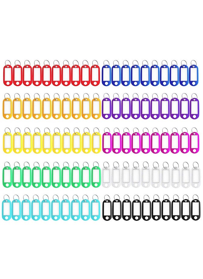 Generic 100-Piece Plastic Key Tags, Key Ring Label Tags Key Holder Key Ring Identifier Information Label Card for Keys Pets Bags Clothes Racks and Drawers, 10 Colors  - Image 1