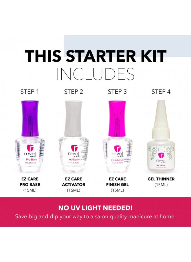 Revel Nail - Starter Dip Powder Kit - 4 Color Dip Powder Nail Kit, Manicure Set with Dip Nail Powder and Dip Powder Liquid Set - Image 1