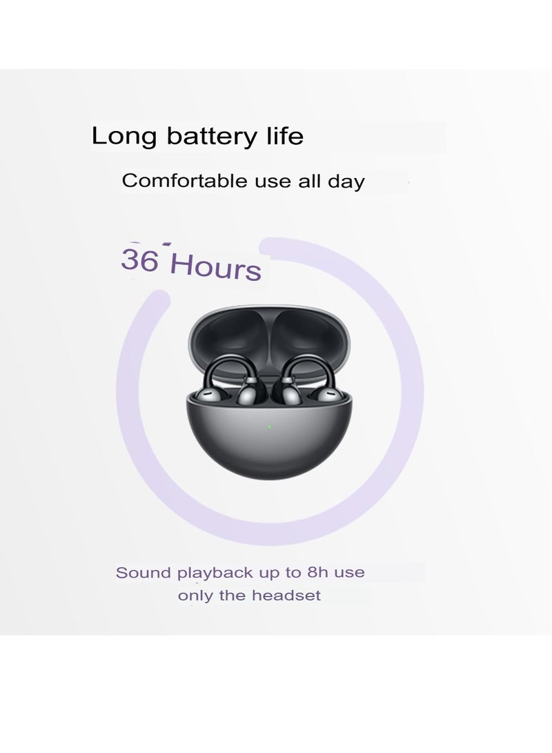 Free Clip Wireless Earbuds, Open Ear Bluetooth Earphones With Long Lasting Battery, IP54 Water Resistance Lightweight Durable In Ear Headphones For Music Gaming, (Beige) - Image 2