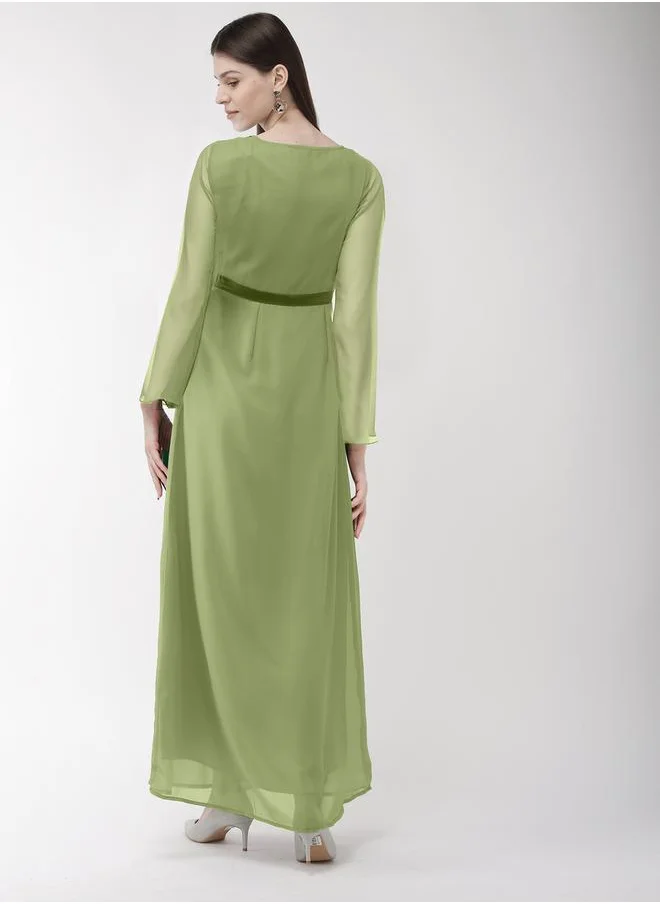 ميش Satin Embellished Waist Detail Maxi Dress by Styli