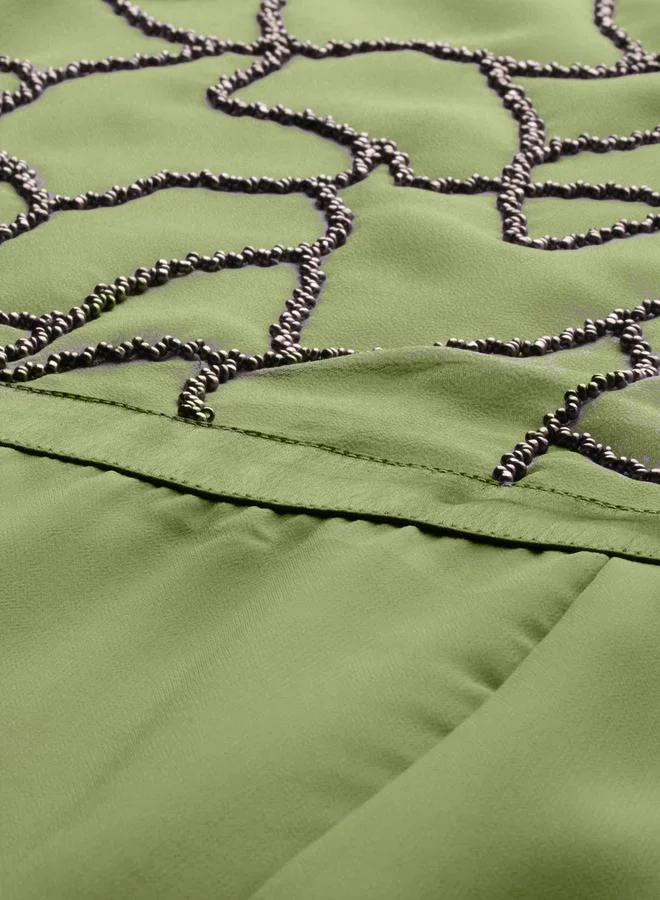 ميش Satin Embellished Waist Detail Maxi Dress by Styli