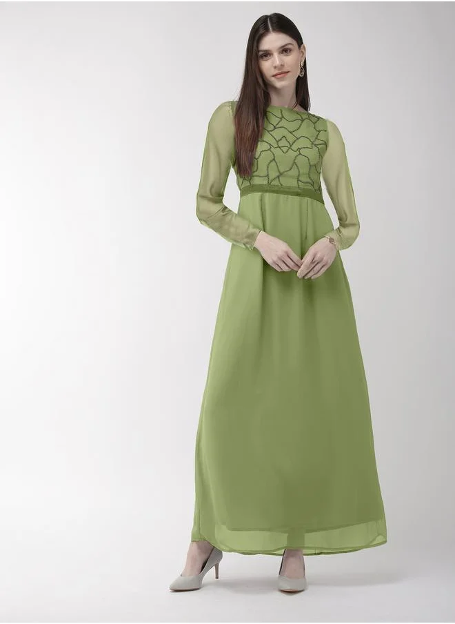 ميش Satin Embellished Waist Detail Maxi Dress by Styli