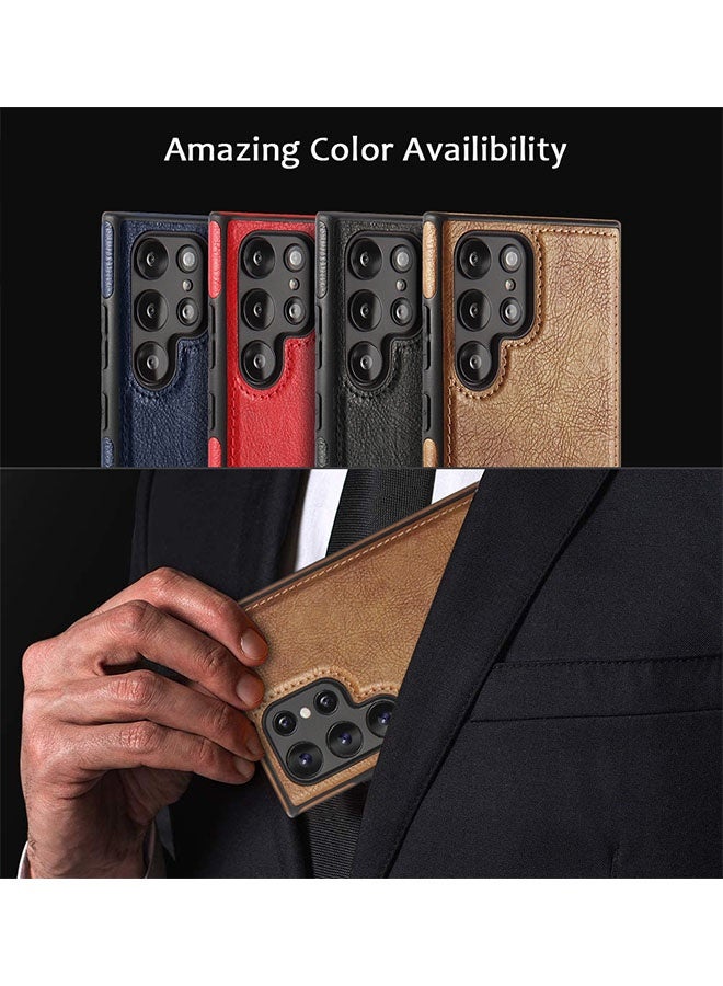Samsung Galaxy S24 Ultra Vegan Leather Protective Case, Luxury, Elegant and Beautiful Design Cover, Non Slip Vintage Looking Perfect Leather Cover for Samsung S24 Ultra - Image 5