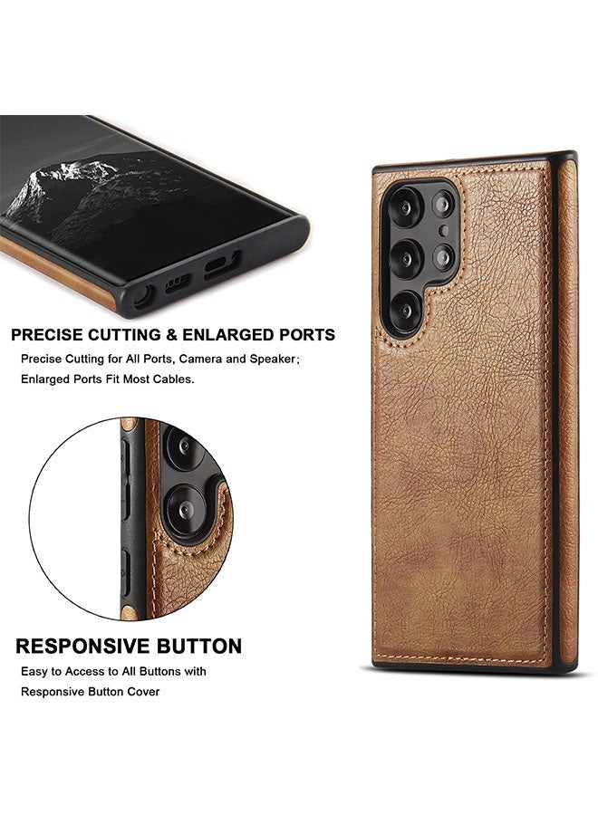Samsung Galaxy S24 Ultra Vegan Leather Protective Case, Luxury, Elegant and Beautiful Design Cover, Non Slip Vintage Looking Perfect Leather Cover for Samsung S24 Ultra - Image 4