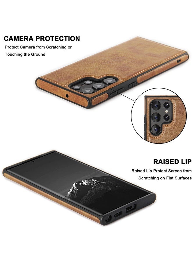 Samsung Galaxy S24 Ultra Vegan Leather Protective Case, Luxury, Elegant and Beautiful Design Cover, Non Slip Vintage Looking Perfect Leather Cover for Samsung S24 Ultra - Image 3
