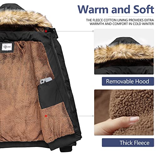 Heihuohua Men's Winter Thicken Warm Puffer Removable Hood Coat, Black, Medium - Image 2