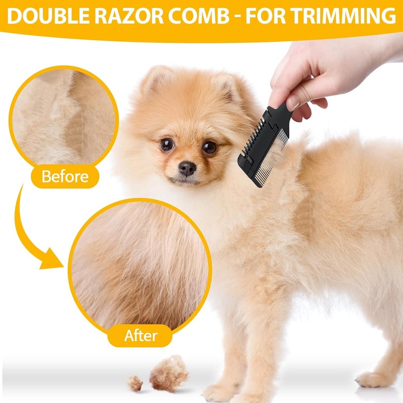 sodknow 2 in 1 Pet Grooming Tool for Dogs and Cats - Razor Comb with 40 Extra Blades for Trimming, Cutting Hair and Maintaining Coat - Image 4