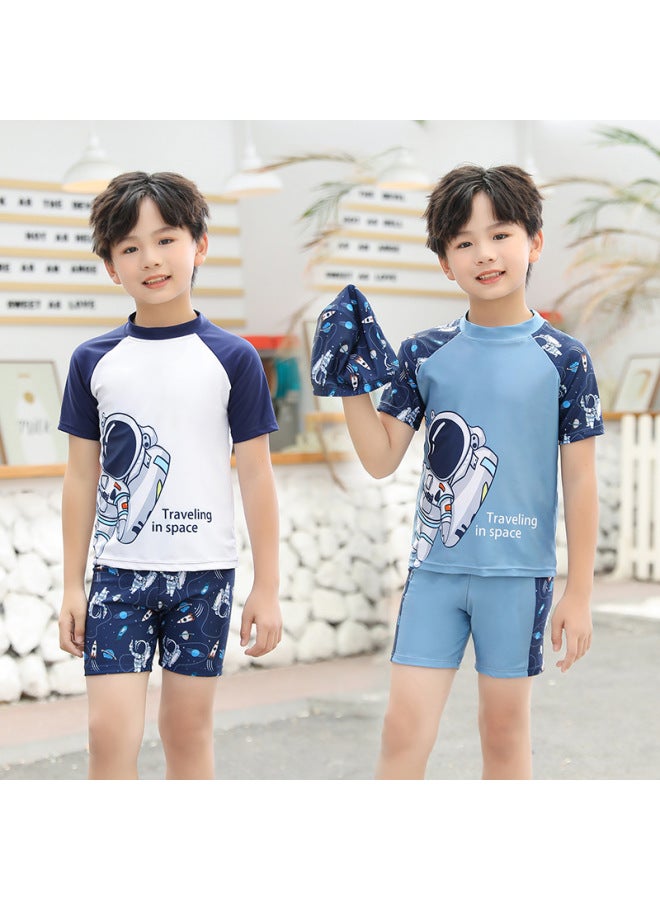 2024 Children's Swimwear Boys And Girls Split Quick-drying Professional Swimwear Big Boys And Girls Swimwear Suit Wholesale-Color:Space Blue- - Image 3