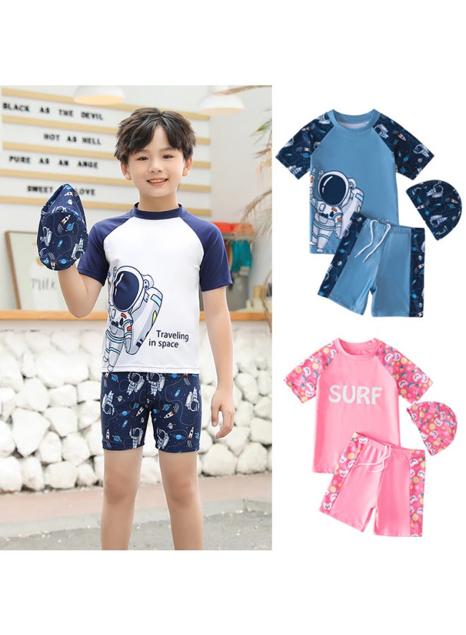 2024 Children's Swimwear Boys And Girls Split Quick-drying Professional Swimwear Big Boys And Girls Swimwear Suit Wholesale-Color:Space Blue- - Image 2