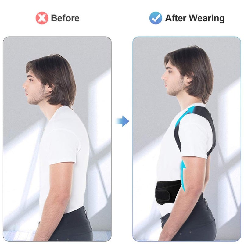 TIDTALEO Adjustable Back Brace Posture Corrector for Students and Adults, Black Xl Upper Back Straightener Support Belt for Daily Use and Hunchback Correction - Image 2