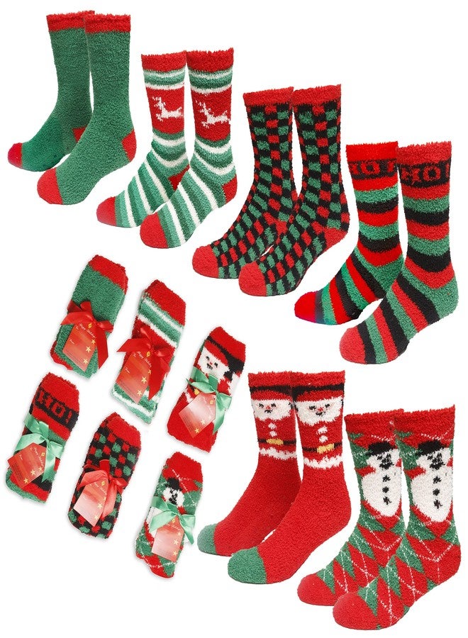 Gilbins Mens-Womens Christmas Holiday Fuzzy Socks with Grips Non Slip Skid Slipper Fluffy Hospital Winter Crew Sleep Socks (US, Numeric, 9, 11, Womens Size 9-11) - Image 1