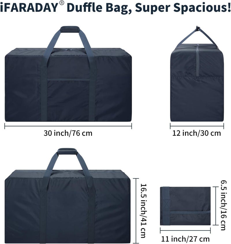 IFARADAY 95L Large Duffle Bag Foldable - 30 inch Lightweight Spare Storage Bag for Travel(Navy Blue) - Image 2