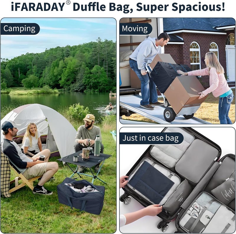 IFARADAY 95L Large Duffle Bag Foldable - 30 inch Lightweight Spare Storage Bag for Travel(Navy Blue) - Image 5