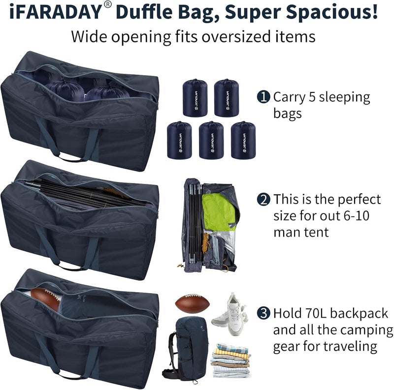 IFARADAY 95L Large Duffle Bag Foldable - 30 inch Lightweight Spare Storage Bag for Travel(Navy Blue) - Image 3