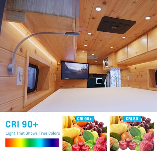 acegoo RV LED Reading Light 12V Flexible Gooseneck Wall Lamp for RV Boat Camper Van Bedside or Seat Reading, Inbuilt USB Charger & Red Night Light DC12-24V Hard-Wired - Image 5