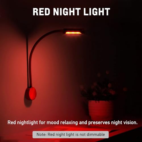 acegoo RV LED Reading Light 12V Flexible Gooseneck Wall Lamp for RV Boat Camper Van Bedside or Seat Reading, Inbuilt USB Charger & Red Night Light DC12-24V Hard-Wired - Image 4