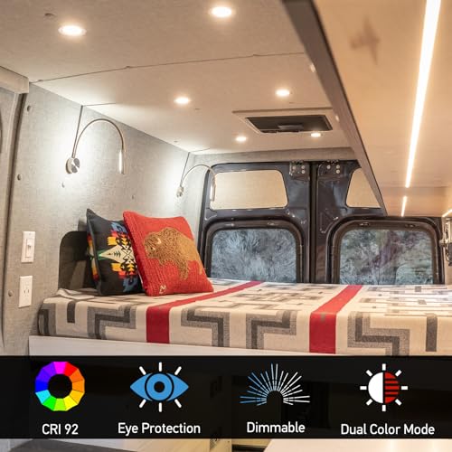 acegoo RV LED Reading Light 12V Flexible Gooseneck Wall Lamp for RV Boat Camper Van Bedside or Seat Reading, Inbuilt USB Charger & Red Night Light DC12-24V Hard-Wired - Image 2