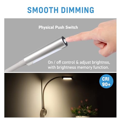 acegoo RV LED Reading Light 12V Flexible Gooseneck Wall Lamp for RV Boat Camper Van Bedside or Seat Reading, Inbuilt USB Charger & Red Night Light DC12-24V Hard-Wired - Image 3