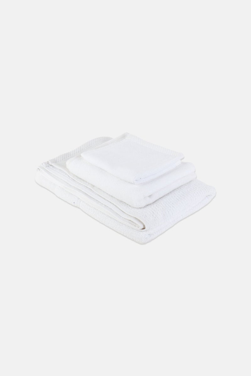NINE WEST 3 Pcs Textured Premium Bath Towel, White - Image 2