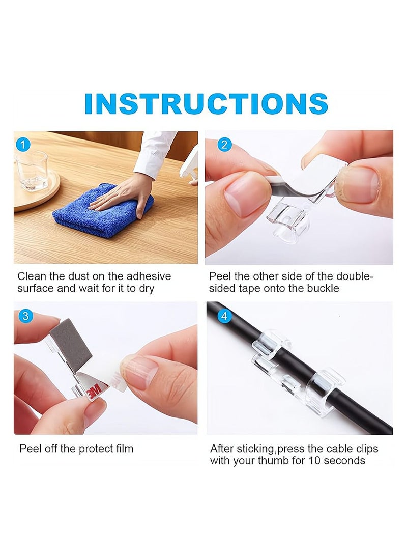 Y&D Self-Adhesive Cable Clips, Organizer for 6-8 MM cable, Wire Clamp Sticky Clear Clip Management Drop Holder TV PC Desktop Home Office, 100 Pieces,  - Image 4