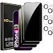 Romkasi 3 Pack Privacy Screen Protector for iPhone 13 61 Inch with 3 Pack Camera Lens Protector Anti Spy Tempered Glass Film AntiScratch Touch Sensitive Case Friendly - Image 2