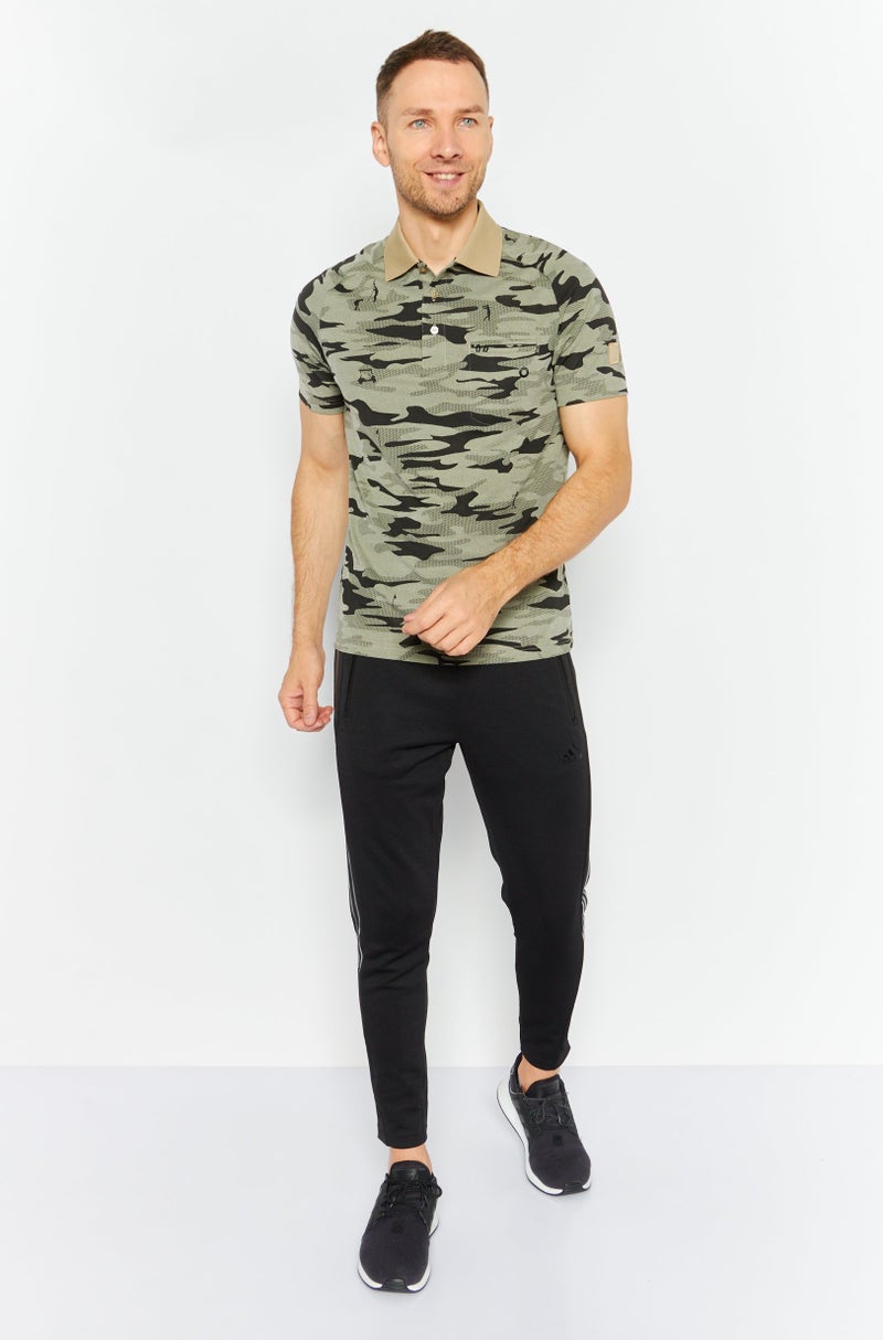 Adidas قميص بولو قصير الأكمام للرجال بلياقة بدنية وياقة منتشرة، مجموعة سوداء - Image 3