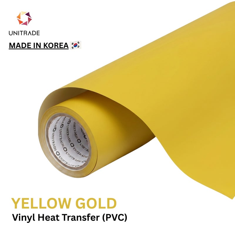 UNITRADE® Easy Cut (PVC) Yellow Gold Heat Transfer Vinyl Roll/ Compatible with Cricut, Silhouette, Professional Cutters / CPSIA Certified / Made in Korea - Image 1