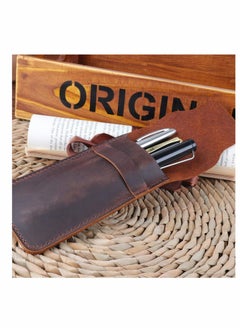Y&D Genuine Leather Pen Case Holder Handmade Fountain Multi Pens Pouch Crazy Horse Protective Sleeve Cover 2 Pack – Brown (Pen Not Include)  - Image 3