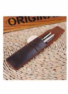 Y&D Genuine Leather Pen Case Holder Handmade Fountain Multi Pens Pouch Crazy Horse Protective Sleeve Cover 2 Pack – Brown (Pen Not Include)  - Image 4