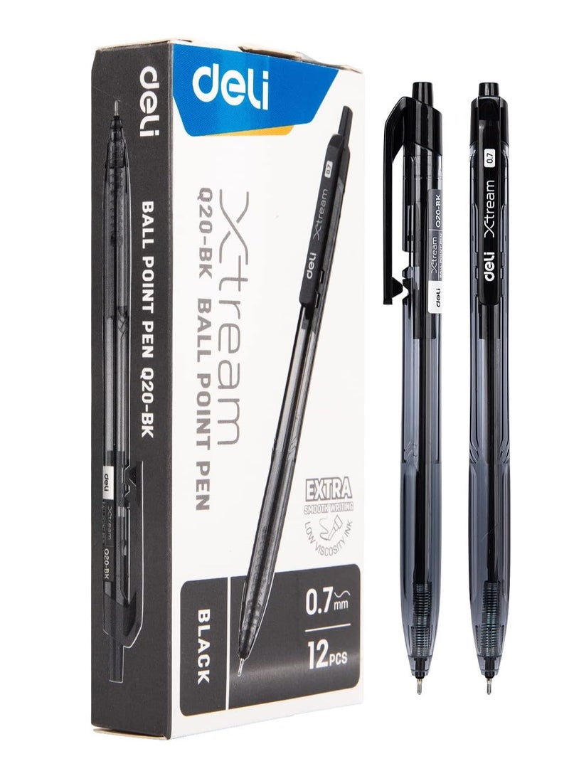 Deli 12-Piece Xtream Retractable Ballpoint Pen Black Ink - Image 1