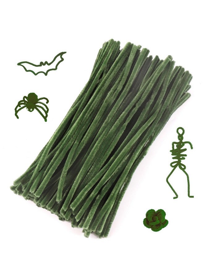 Caydo 100 Pieces Dark Green Pipe Cleaners Craft Supplies Flexible Chenille Stems For Diy Crafts Project And Decoration6 Mm X 12 Inch - Image 1