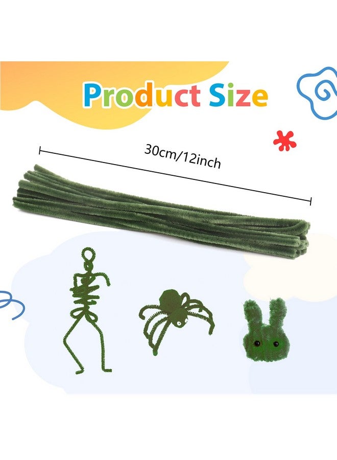 Caydo 100 Pieces Dark Green Pipe Cleaners Craft Supplies Flexible Chenille Stems For Diy Crafts Project And Decoration6 Mm X 12 Inch - Image 3