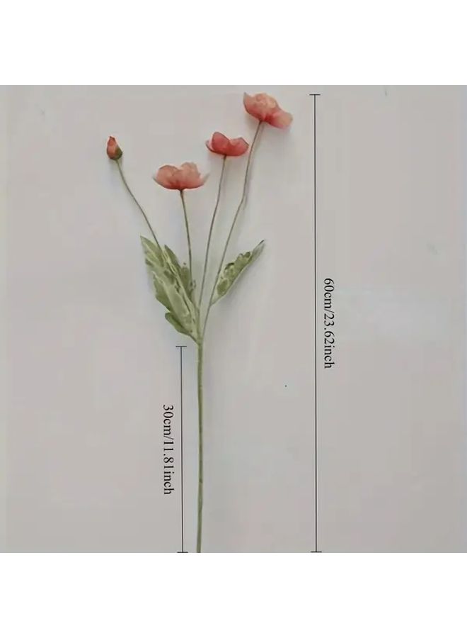 Artificial Icelandic Poppy Bouquet 2 White 2 Light Pink 1 Purple 5 Stem Plastic Flower Arrangements For Weddings Home Decoration Living Room Display Easter Outdoor - Image 2