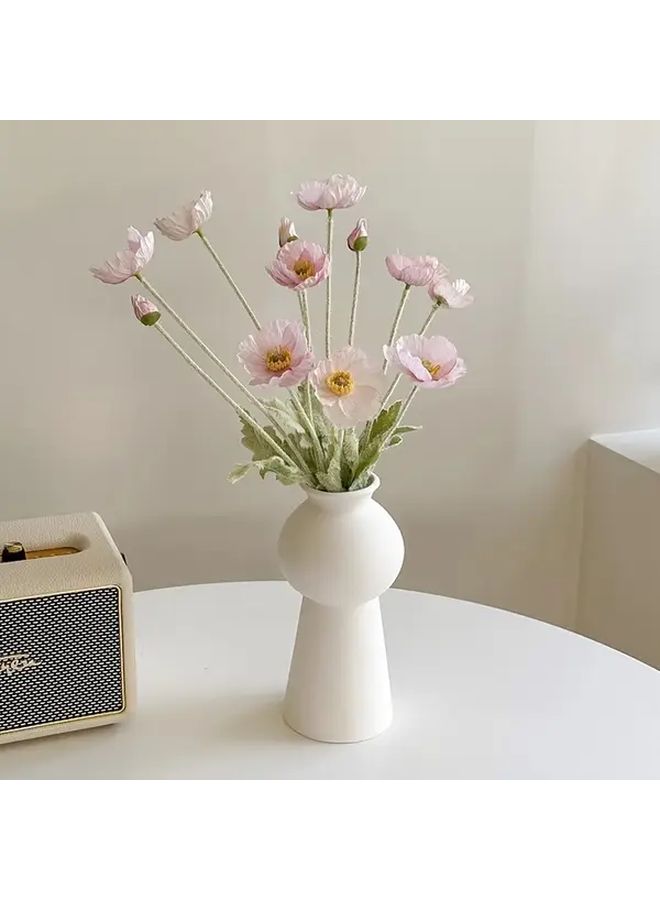 Artificial Icelandic Poppy Bouquet 2 White 2 Light Pink 1 Purple 5 Stem Plastic Flower Arrangements For Weddings Home Decoration Living Room Display Easter Outdoor - Image 5