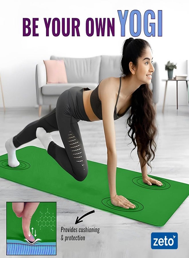 ZETO Yoga Mat for Women and Men, 6 mm Thick TPE Material, Workout Mat, Fitness, Exercise Mat for Home, Anti Slip Mat, Gym Mat, Size 72 X 24 Inch, Dual Color (Dark Green) - Image 3