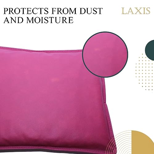 LAXIS® Non-Woven Single Saree Bags, Maroon Transparent Saree Covers With Zip, Saree Covers For Storage, Wardrobe Organiser, Size-36x42x2 CM (Pack of 10) - Image 3