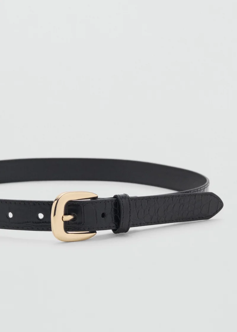 MANGO Croco Leather-Effect Belt