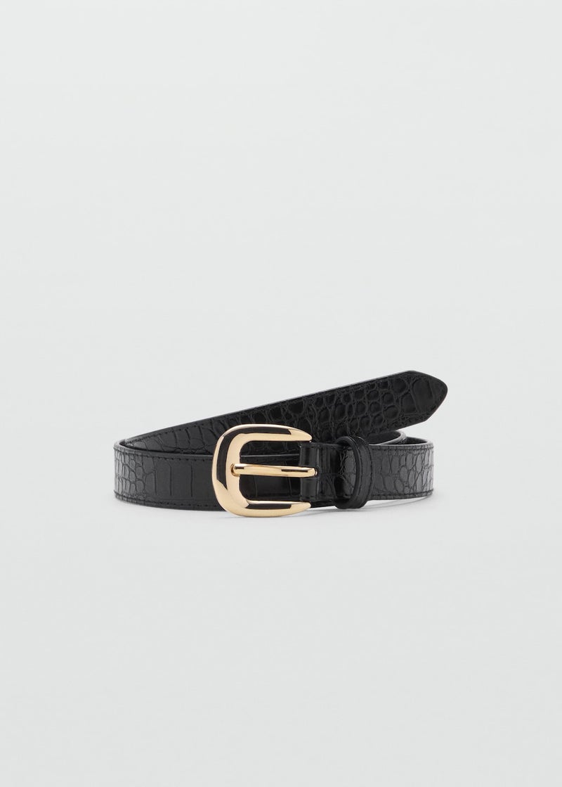 MANGO Croco Leather-Effect Belt  - Image 1