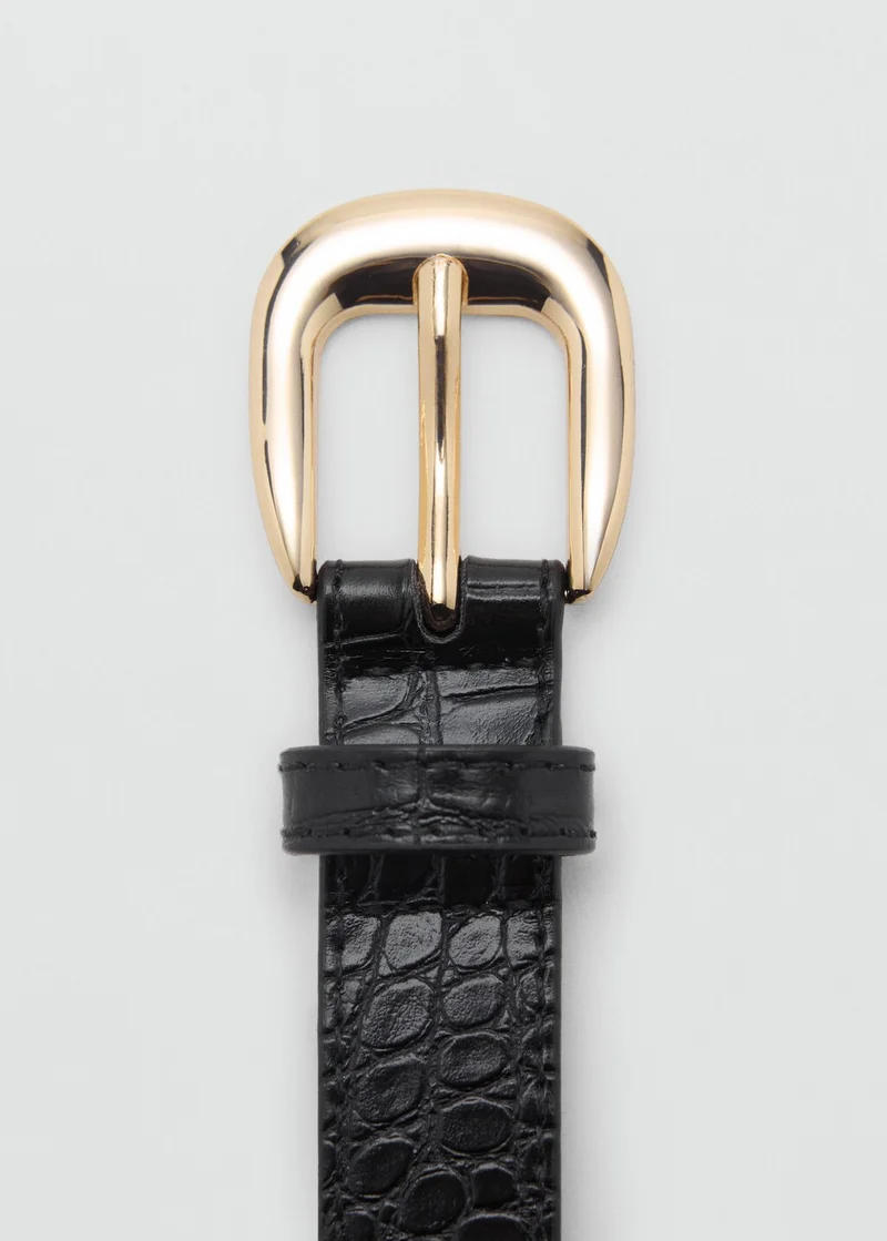 MANGO Croco Leather-Effect Belt