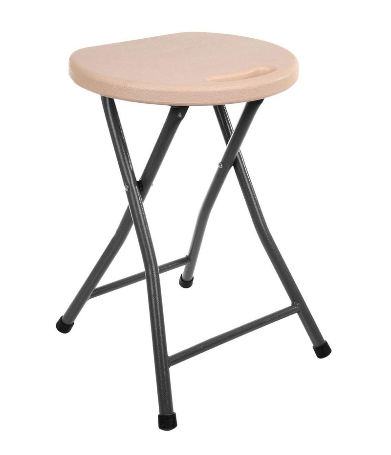 Mintra ROUND METAL FOLDING STOOL 71X32CM- 32 CM HEIGHT - BEIGE