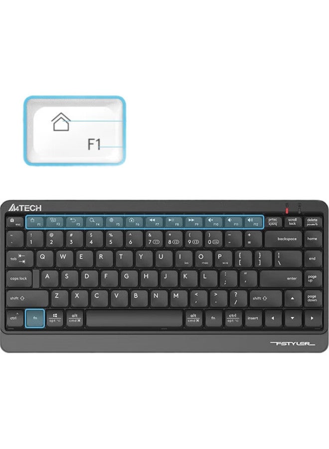 A4TECH A4Tech Fbk11 Wireless Bluetooth Mini Keyboard For Ipad, Tablet, Smartphone, Laptop, Office, Specialized Portable Short 86-Key Keyboard Fei Shidai Su Kong Gray - Image 1