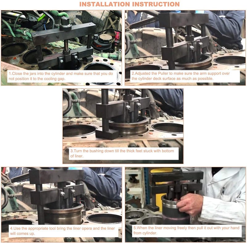 Danti Cylinder Liner Puller PT-6400-C For Cummins CAT Caterpillar Mack Works on Wet Liner from 3-7/8” to 6-1/4” bore Replace to PT-6400-C M50010-B 3376015 - Image 3
