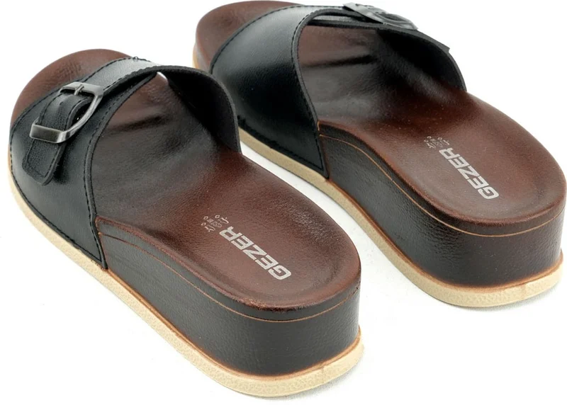 Gezer Summer Women's Single Buckle Adjustable Faux Leather Slippers