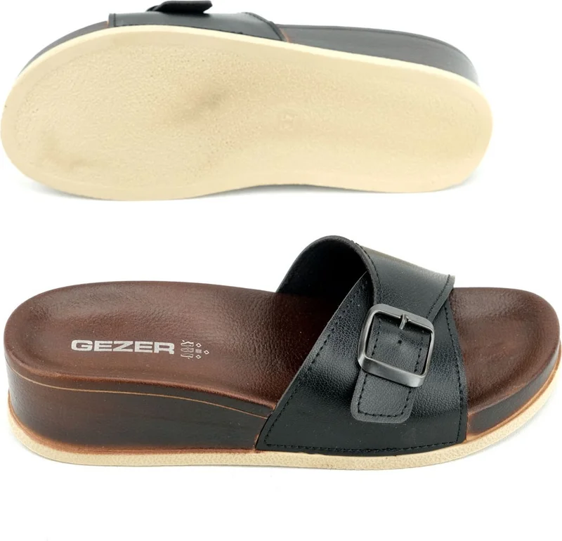 Gezer Summer Women's Single Buckle Adjustable Faux Leather Slippers