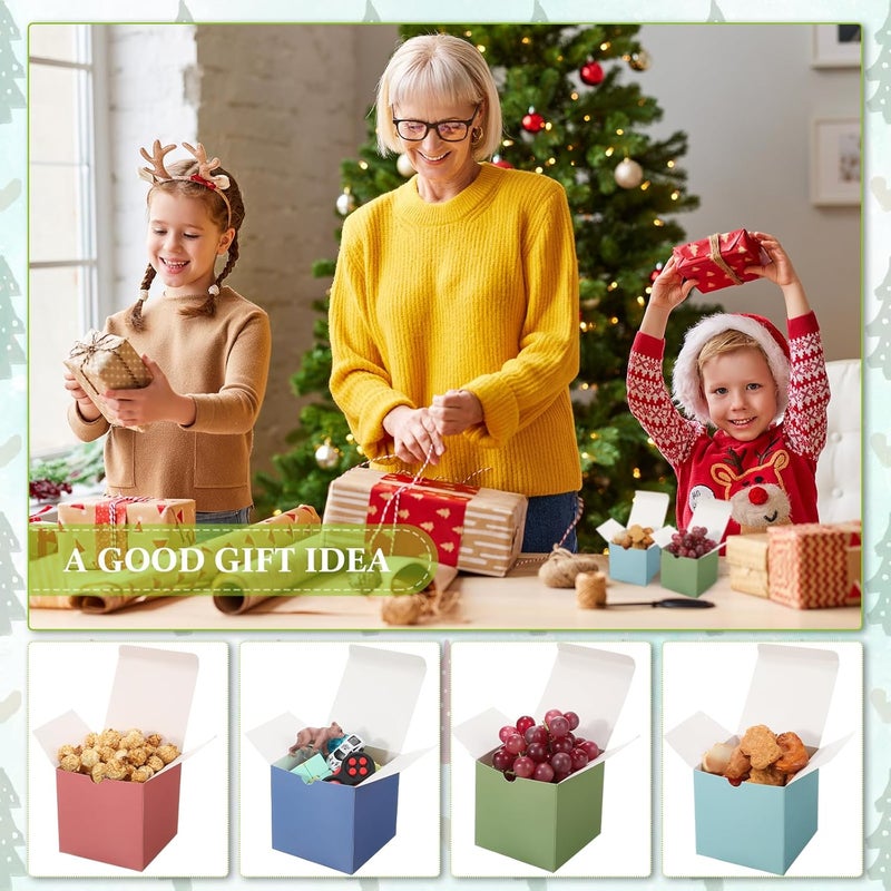 Zhehao 48 Pack Colorful Gift Boxes Small Cardboard Boxes with Lids Bulk Square Kraft Paper Cube Assemble for Crafting Cupcake Easy Wedding Birthday3 x 3 x 3 InchMacaron Color - Image 5