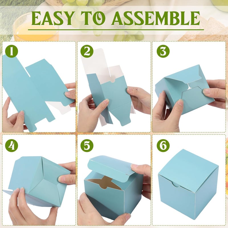 Zhehao 48 Pack Colorful Gift Boxes Small Cardboard Boxes with Lids Bulk Square Kraft Paper Cube Assemble for Crafting Cupcake Easy Wedding Birthday3 x 3 x 3 InchMacaron Color - Image 3