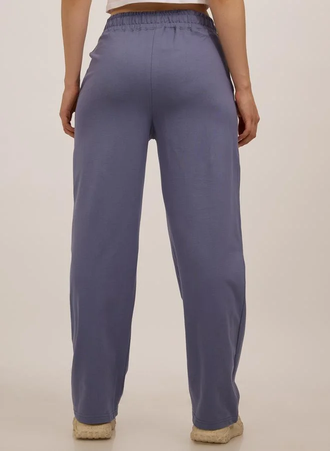 Outzidr  Blue Side Cut And Sew Printed Joggers for Women | Best Price UAE