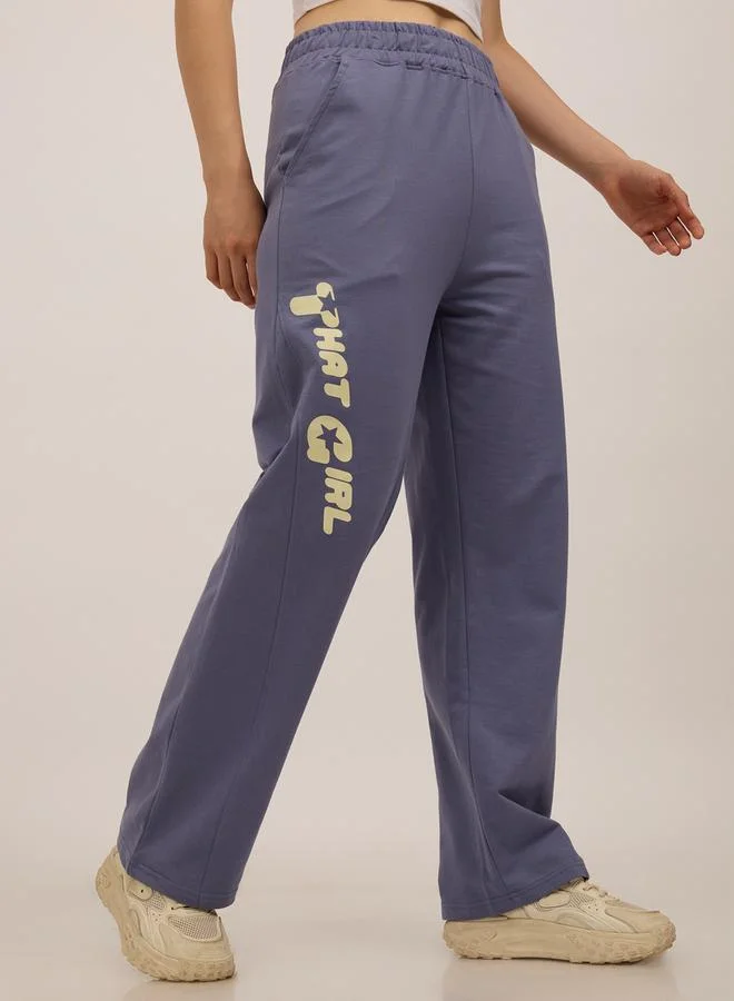 Outzidr  Blue Side Cut And Sew Printed Joggers for Women | Best Price UAE